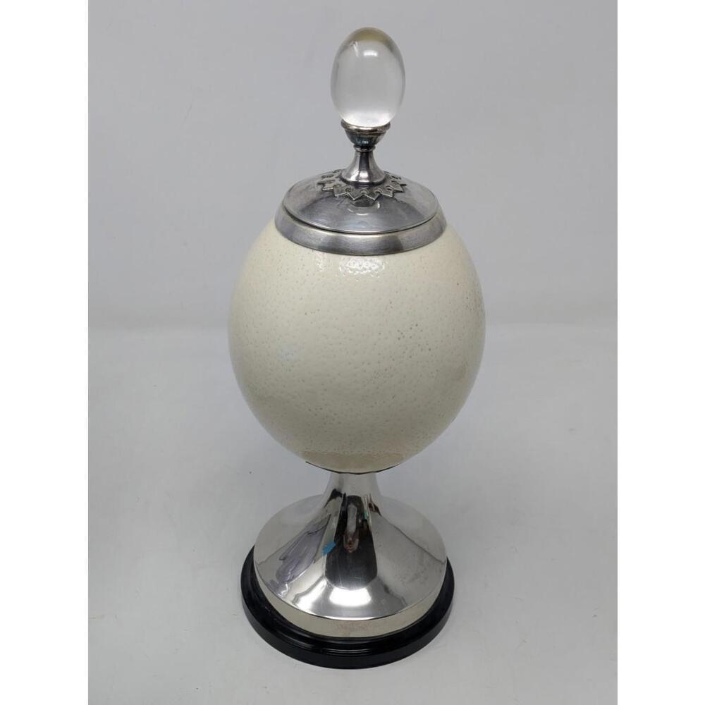Anthony Redmile -Ostrich Egg Tobacco Sealer-Silver Base/Top Crystal Egg Top 1970